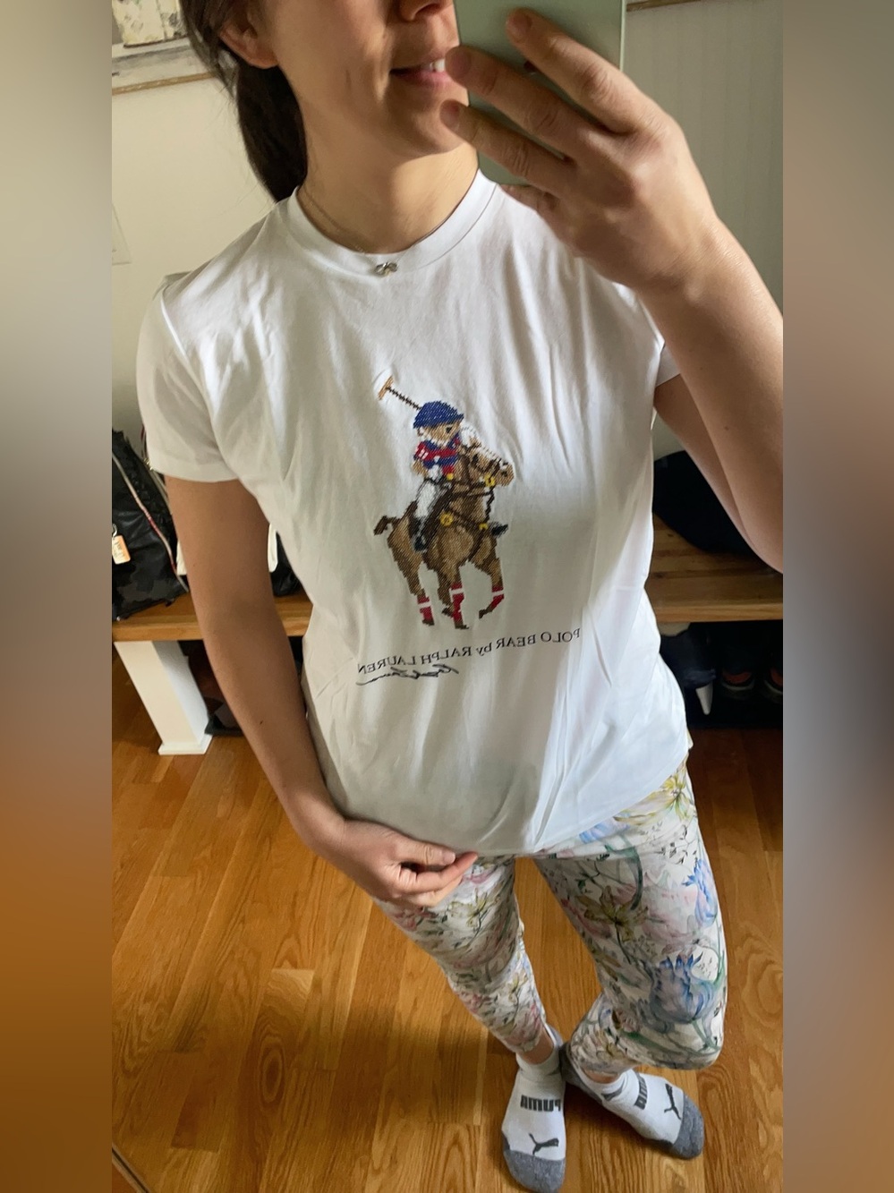 Ralph Lauren women White Polo Player Embroidered Tee